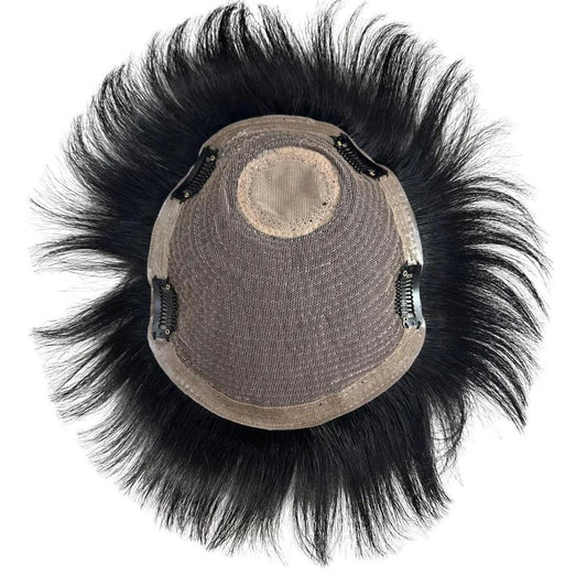 Men's 100% Human Hair Toupee for Baldness & White Hair 20x22cm by HitMyNeed