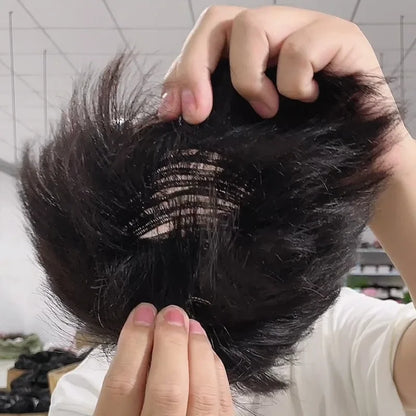 Men's 100% Human Hair Toupee for Baldness & White Hair by HitMyNeed