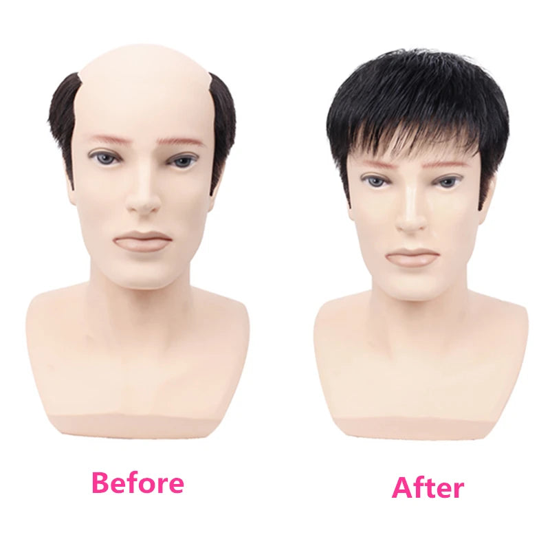 Men's 100% Human Hair Toupee for Baldness & White Hair by HitMyNeed