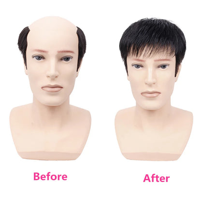 Men's 100% Human Hair Toupee for Baldness & White Hair by HitMyNeed