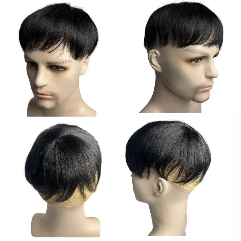 Men's 100% Human Hair Toupee for Baldness & White Hair by HitMyNeed