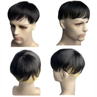 Men's 100% Human Hair Toupee for Baldness & White Hair by HitMyNeed