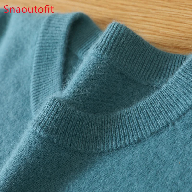 Men's 100% Mink Cashmere O-Neck Knit Sweater by HitMyNeed