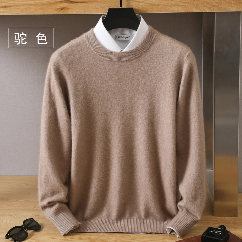 Men's 100% Mink Cashmere O-Neck Knit Sweater camel xxl by HitMyNeed