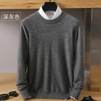 Men's 100% Mink Cashmere O-Neck Knit Sweater dark-grey xxl by HitMyNeed