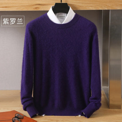 Men's 100% Mink Cashmere O-Neck Knit Sweater lavender s by HitMyNeed