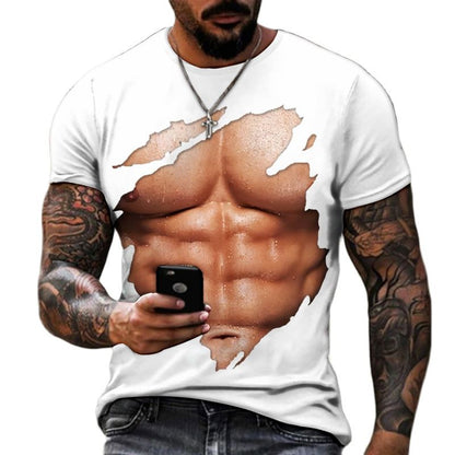 Men's 3D Fake Muscle Graphic Workout T‑Shirt by HitMyNeed