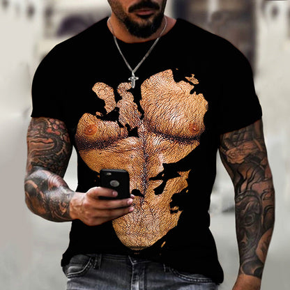Men's 3D Fake Muscle Graphic Workout T‑Shirt cy-050506 asian-size-xs by HitMyNeed