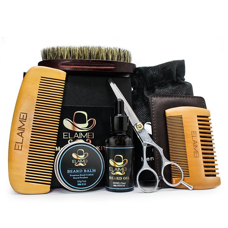 Men's 6-Piece Beard Grooming Kit with Oil & Balm by HitMyNeed