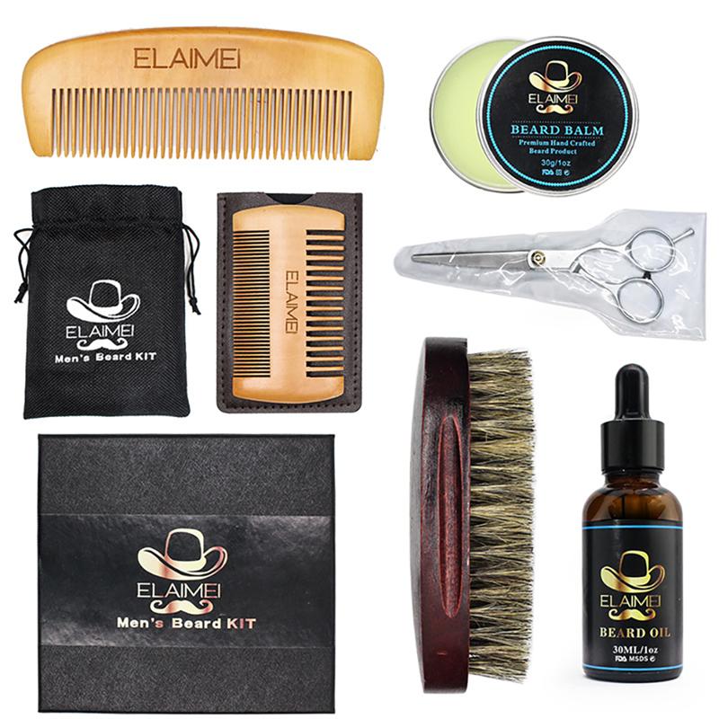 Men's 6-Piece Beard Grooming Kit with Oil & Balm by HitMyNeed