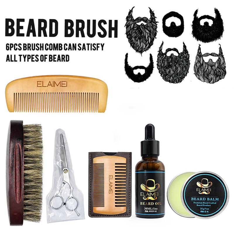 Men's 6-Piece Beard Grooming Kit with Oil & Balm by HitMyNeed