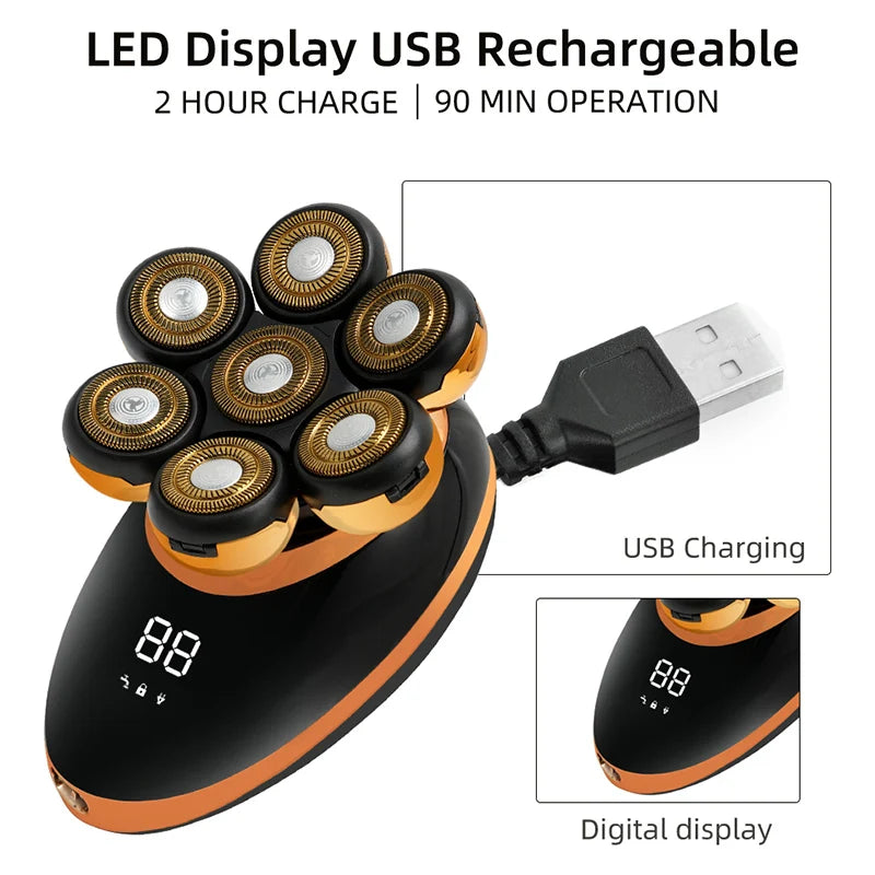 Men's 7D Electric Bald Head Shaver & Beard Trimmer by HitMyNeed