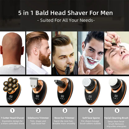 Men's 7D Electric Bald Head Shaver & Beard Trimmer by HitMyNeed