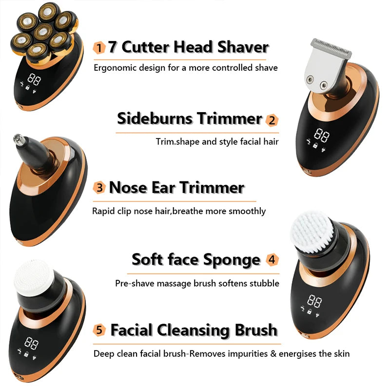 Men's 7D Electric Bald Head Shaver & Beard Trimmer by HitMyNeed