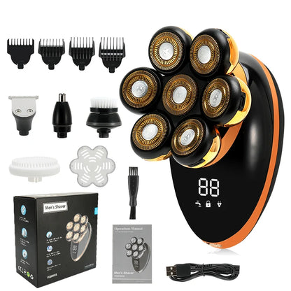 Men's 7D Electric Bald Head Shaver & Beard Trimmer golden-pro-box by HitMyNeed