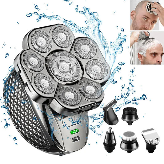 Men's 9-Blade Bald Head Shaver 6-in-1 Grooming Kit by HitMyNeed