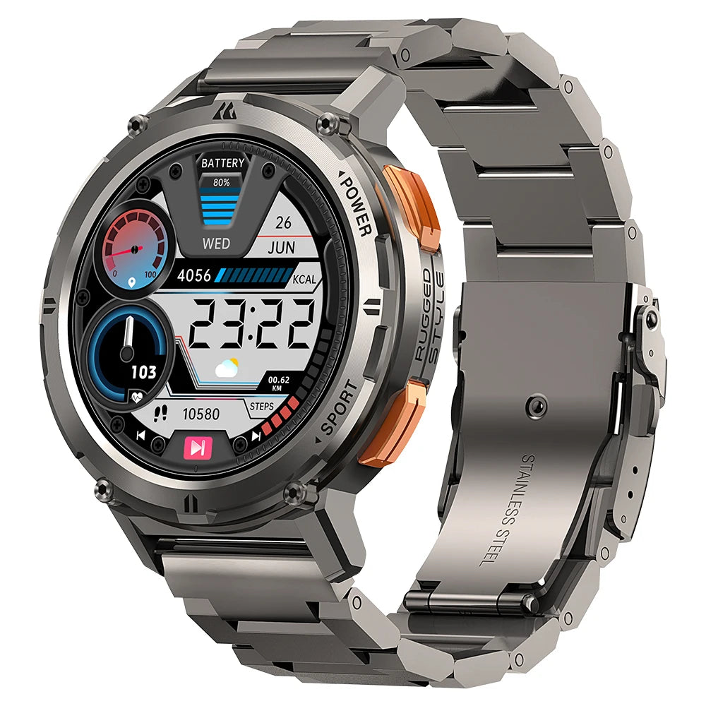 Men's AMOLED Business Smartwatch with Bluetooth Call silver by HitMyNeed