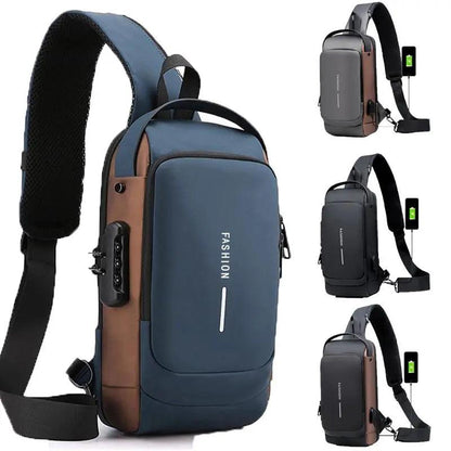 Men's Anti-Theft Crossbody Sling Bag with USB Port by HitMyNeed