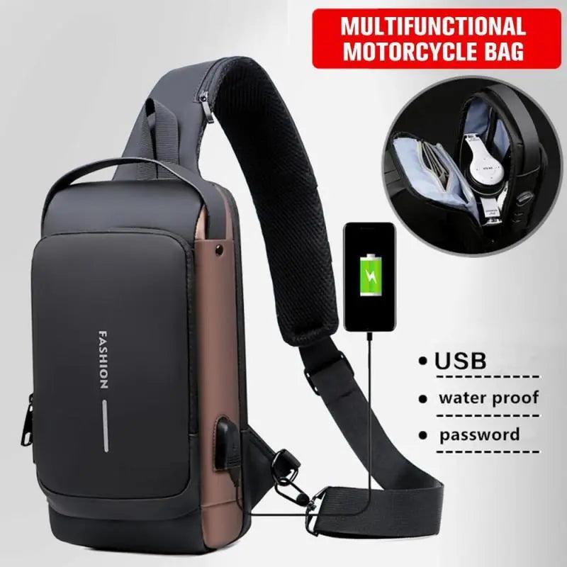 Men's Anti-Theft Crossbody Sling Bag with USB Port by HitMyNeed