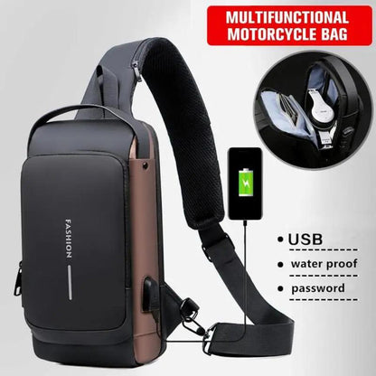 Men's Anti-Theft Crossbody Sling Bag with USB Port by HitMyNeed