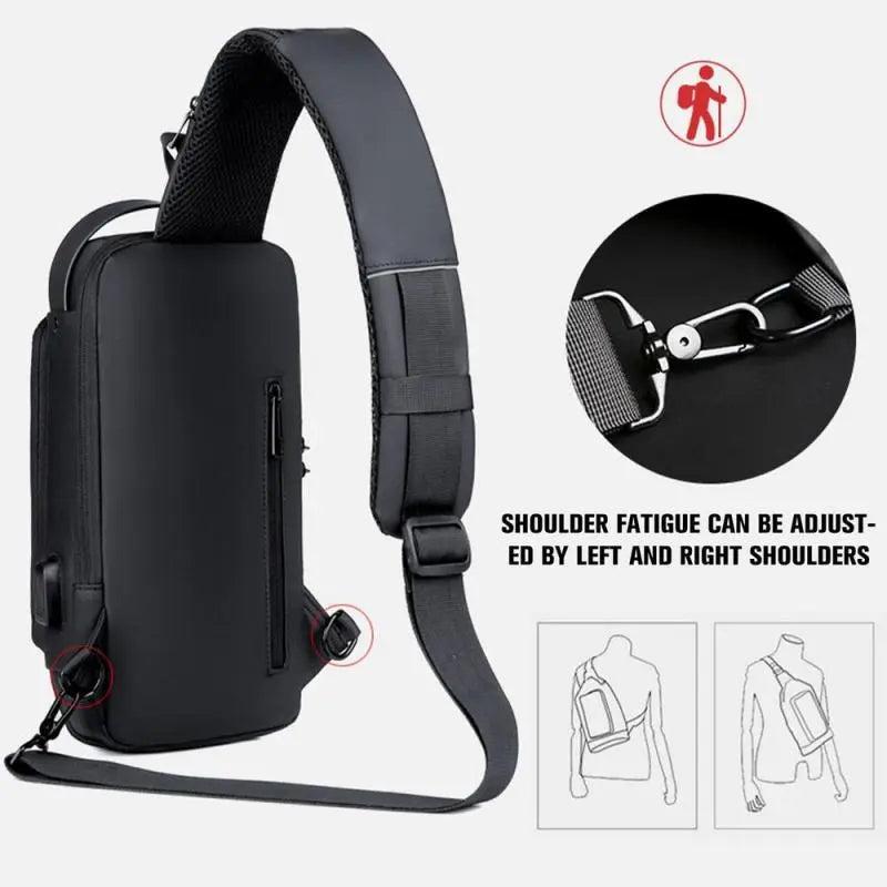Men's Anti-Theft Crossbody Sling Bag with USB Port by HitMyNeed