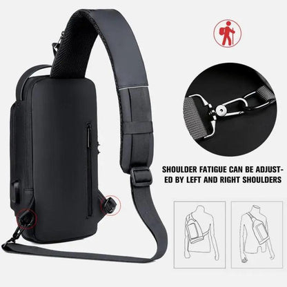 Men's Anti-Theft Crossbody Sling Bag with USB Port by HitMyNeed