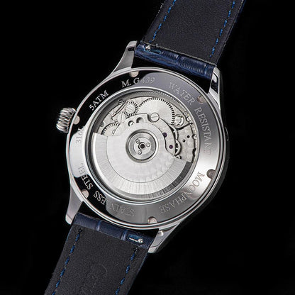Men's Automatic Moonphase Watch Blue Sandstone 41mm by HitMyNeed