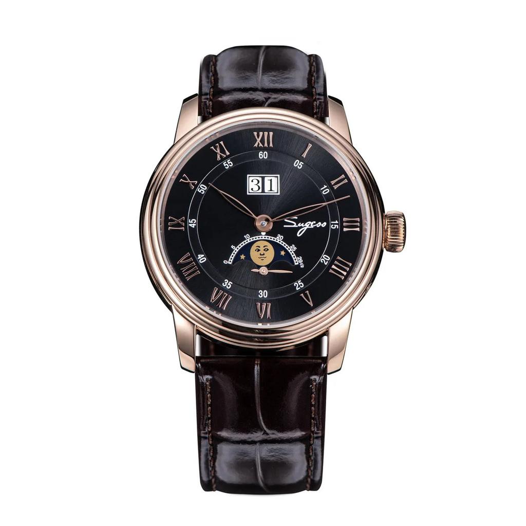 Men's Automatic Moonphase Watch Blue Sandstone 41mm s437-rg-black by HitMyNeed