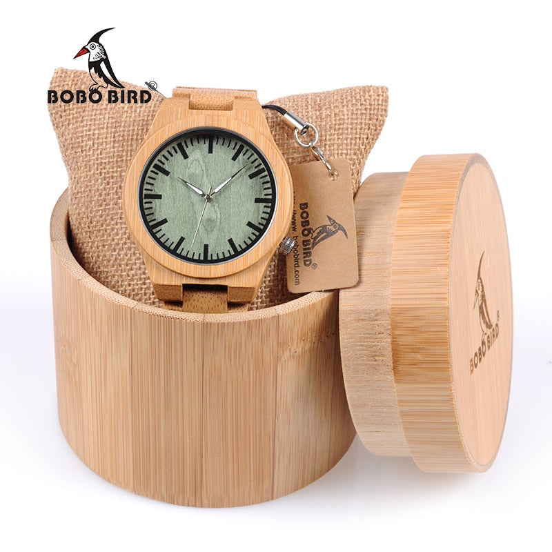 Men's Bamboo Analog Watch with Wooden Gift Box by HitMyNeed