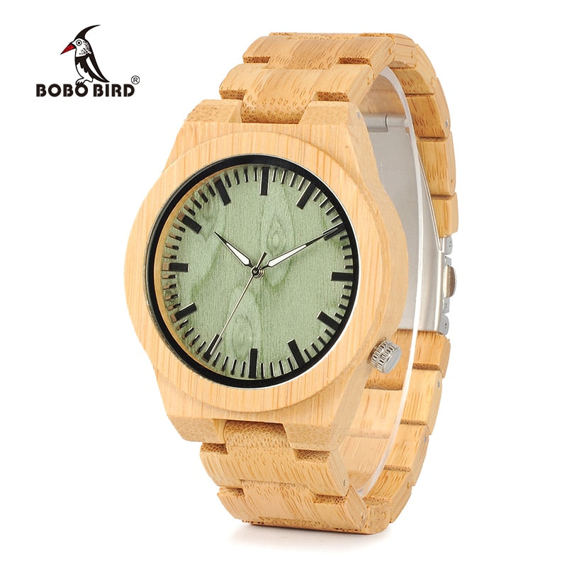 Men's Bamboo Analog Watch with Wooden Gift Box by HitMyNeed
