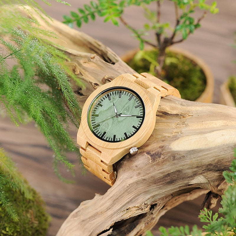 Men's Bamboo Analog Watch with Wooden Gift Box by HitMyNeed
