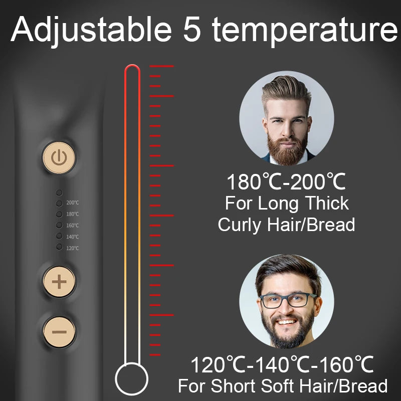 Men's Beard & Hair Straightening Brush Ceramic Comb by HitMyNeed