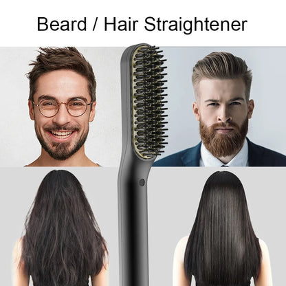Men's Beard & Hair Straightening Brush Ceramic Comb by HitMyNeed