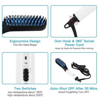 Men's Beard & Hair Straightening Comb Brush by HitMyNeed