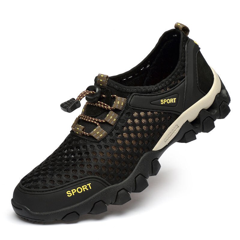 Men's Breathable Mesh Barefoot Hiking Sneakers black 44 by HitMyNeed