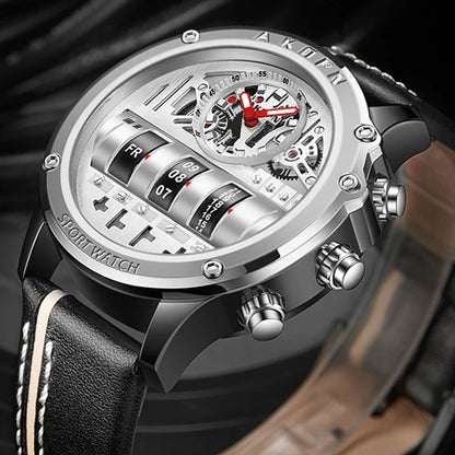 Men's Business Casual Quartz Watch with Rotating Date by HitMyNeed