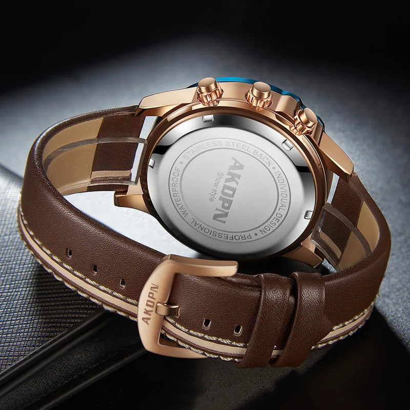 Men's Business Casual Quartz Watch with Rotating Date by HitMyNeed