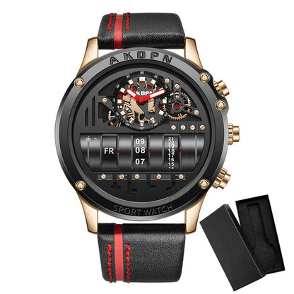 Men's Business Casual Quartz Watch with Rotating Date black-and-box by HitMyNeed