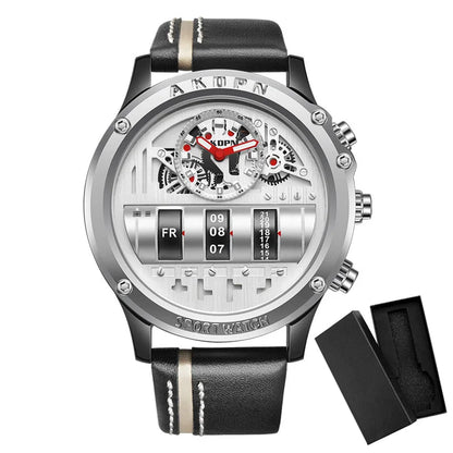 Men's Business Casual Quartz Watch with Rotating Date white-and-box by HitMyNeed