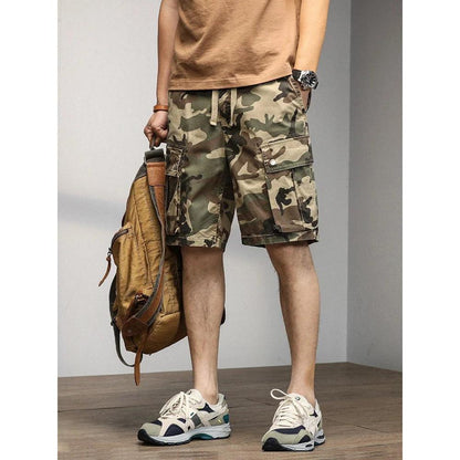Men's Camo Cargo Shorts with Drawstring Waist by HitMyNeed