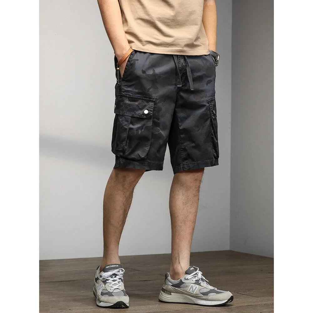 Men's Camo Cargo Shorts with Drawstring Waist dark-grey 38 by HitMyNeed