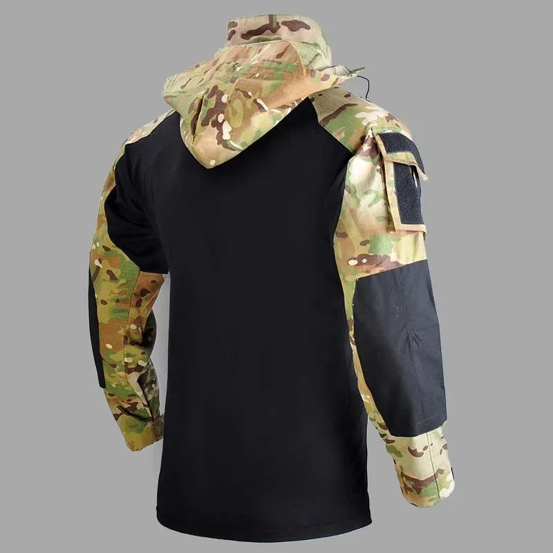 Men's Camo Hooded Tactical Outdoor Shirt by HitMyNeed