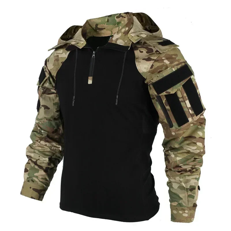 Men's Camo Hooded Tactical Outdoor Shirt by HitMyNeed