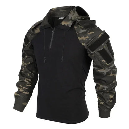 Men's Camo Hooded Tactical Outdoor Shirt by HitMyNeed