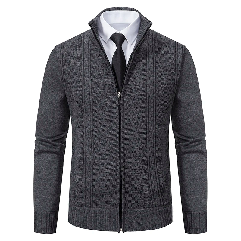 Men's Cashmere Padded Knitted Sweater Coat 8931-dark-grey m by HitMyNeed