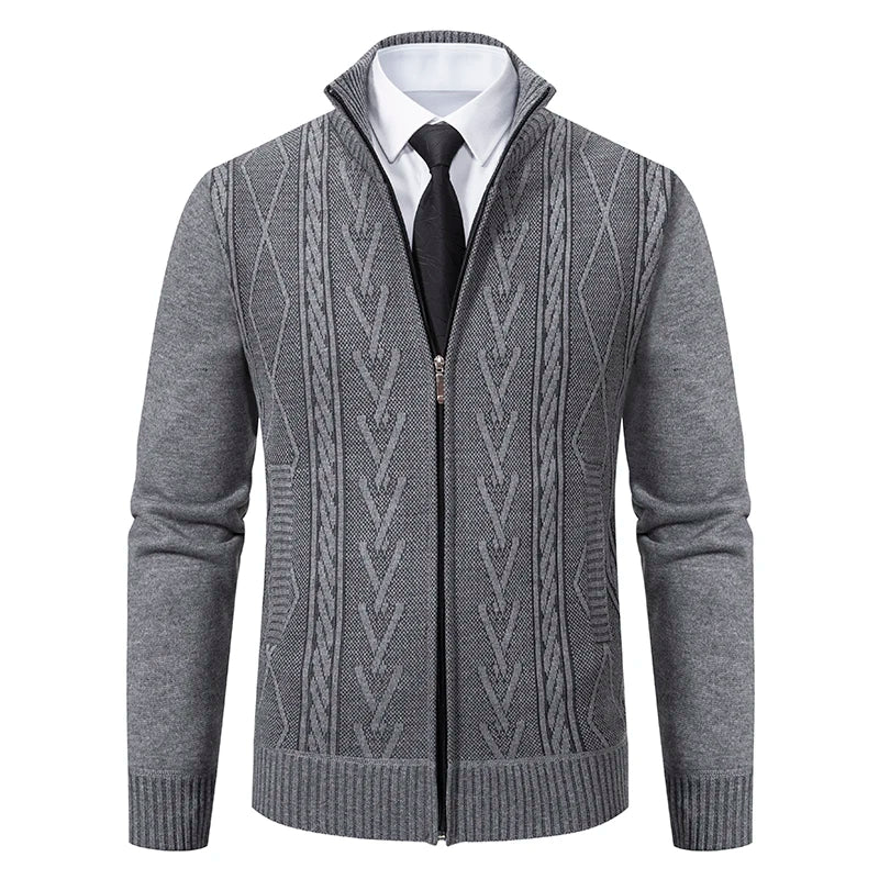 Men's Cashmere Padded Knitted Sweater Coat 8931-light-grey xxl by HitMyNeed
