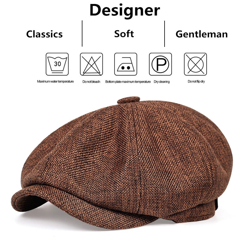 Men's Casual Newsboy Hat Retro Octagonal Cap by HitMyNeed