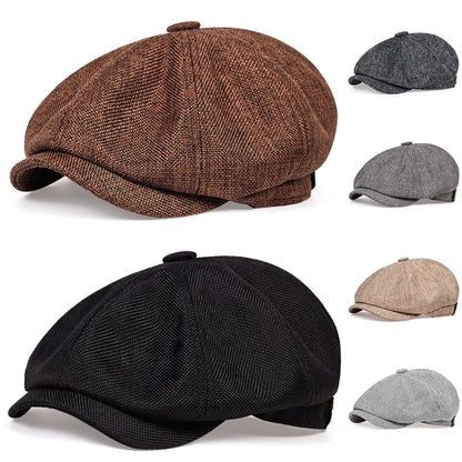 Men's Casual Newsboy Hat Retro Octagonal Cap by HitMyNeed