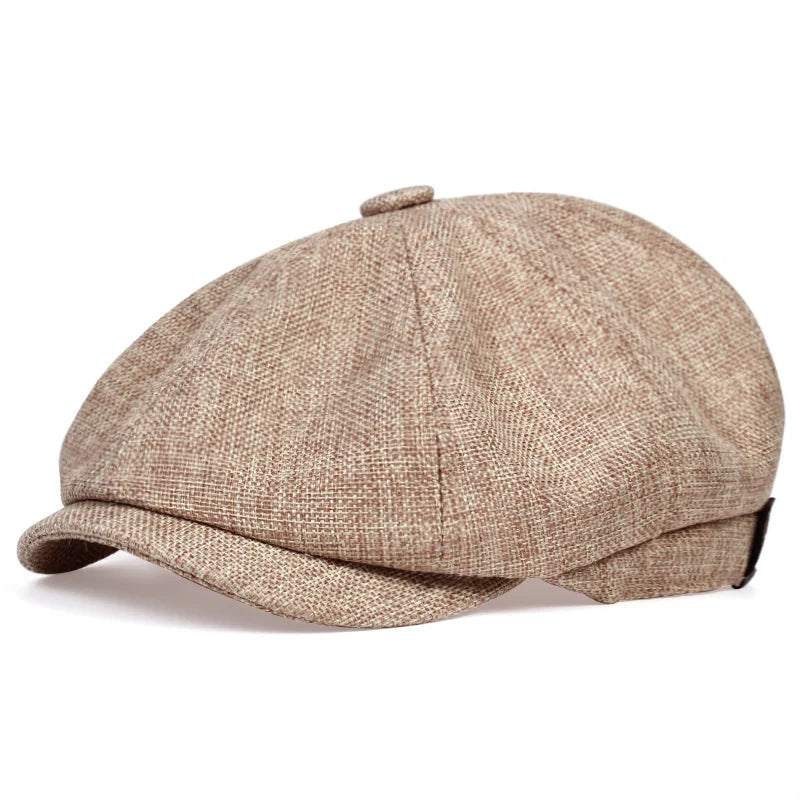 Men's Casual Newsboy Hat Retro Octagonal Cap beige by HitMyNeed
