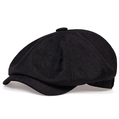 Men's Casual Newsboy Hat Retro Octagonal Cap black by HitMyNeed